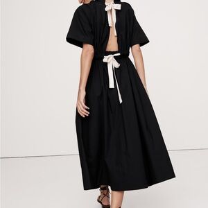 Banana Republic Black Cut Out Sundress with Cream Tie Front